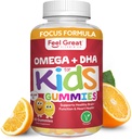 Feel Great Vitamin Co. Komplet DHA gummies for Kids ttesmå 124; med Omega 3 6 9 + DHA, C-vitamin 124; Understøtter sund hjernefunktion, Vision & Heart Health Medical 124; Gluten Free, Vegetar Medical 124; 60 Gummies