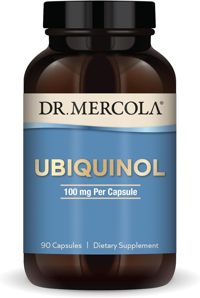 Dr. Mercola Ubiquinol - Understøtter energi, cellular sundhed og hjerte sundhed - 100 mg Ubiquinol - High- Absorption Formel - Non- GMO, Gluten- Free & Soy- Free - 90 kapsler (90 Servere)