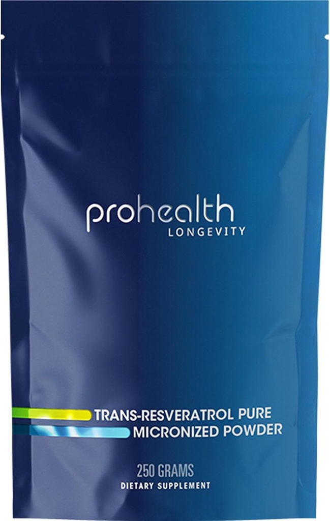 ProHealth Longevity Bulk Trans Resveratrol Powder 250 Bedste - Pure Pharmaceutical Grade, 1000 mg per Scoop, Superior Absorption og biotilgængelighed