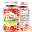 Super Methylerede vitamin B Complex Gummies - Alle B vitaminer + Omega-3, Magnesium, CoQ10, Ashwagandha, C-vitamin, TMG- For kvinder M1- methyl B12 2000 mcg, methylfolat, B1, B2, B3, B5, B6, B7 Sukker fri