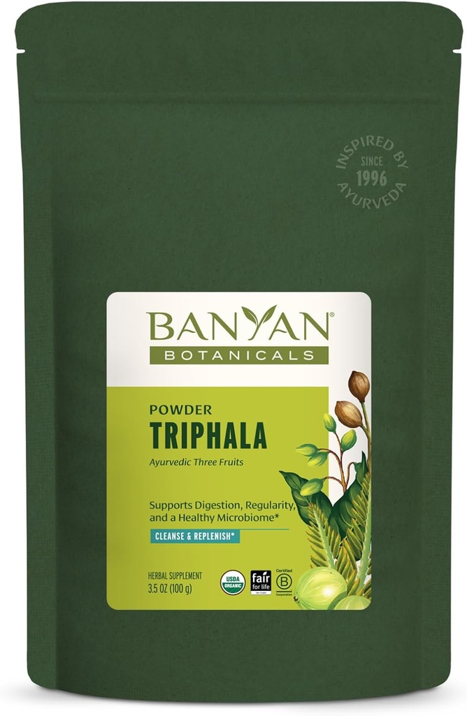 Banyan Botanicals Triphala Powder - Organisk fordøjelse Supplement med Amla, Haritaki & Bibhitaki - Fordøjelse, Colon Support & Sund Gut Microbiome * - 3,5 oz - ikke-GMO bæredygtigt sourced Vegan