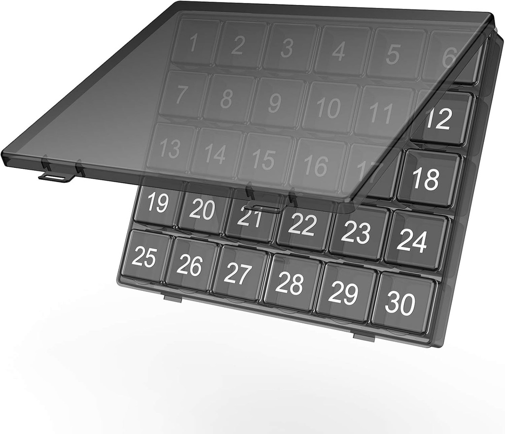 Månedlig Pill Organizer En gang om dagen - 30 dag Pill Organizer Box - Klem til åben - Store afdelinger Portable sag for rejser, Måned Pill sager Medicin Organizer for Vitamin (sort)
