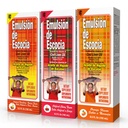 Emulsion de Escocia Cod Liver Oil Liquid for Kids – Cherry, Orange & Strawberry Banana – Omega 3, Vitamins A, D, E & B1 – Dietary Supplement – 6.5 Fl Oz | 3-Pack