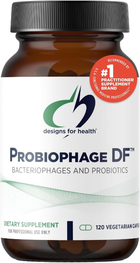 Design for Health Probiophage DF - Bacteriophage Prebiotic + Probiotic Supplement - Probiotika til fordøjelse + immunforsvar - Dairy Free Pre and Pro Biotics in Delayed Release Capsules (120 Tæl)
