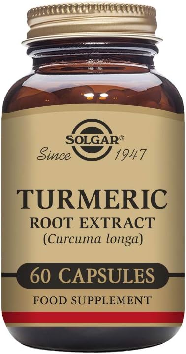 Solgar Standardized Gurkemeje Root Extract 400 mg, 60 Vegetabilske kapsler - Antioxidant Support for Brain, Fælles, & immunforsvar - Non- GMO, Vegan, Gluten Free, Dairy Free, Kosher - 60 Servere