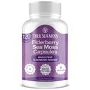 TrueSeaMoss Irish Sea Moss Kapsler - 120 Elderberry Kapsler (1600 mg) - Prebiotic Superfood - Boosts Immunsystemet - Sund hud, Keto Detox, Gut, fælles støtte