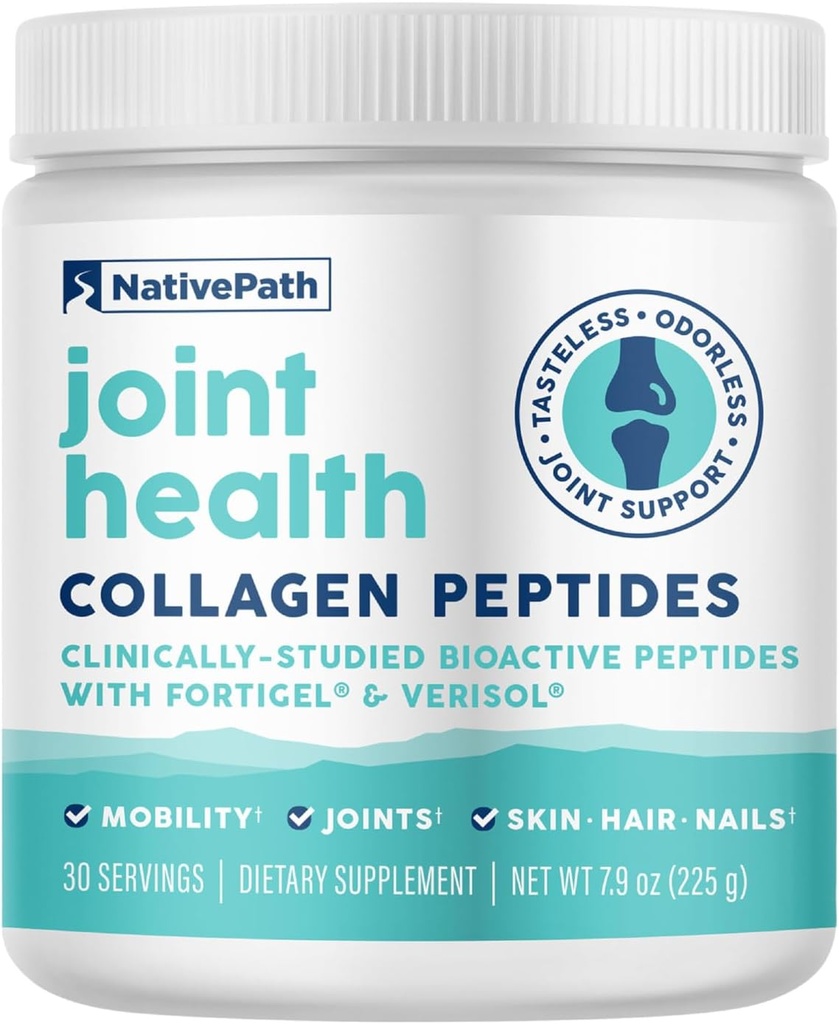 NativePath fælles sundhed Advanced Formel, Type 1 & 3 Peptider med Fortigel & Verisol, Grass- Fed Uflavored Collagen for kvinder & mænd, 30 Servering