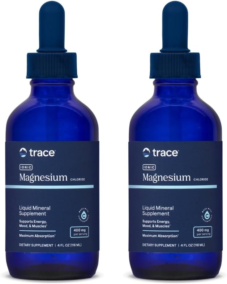 Trace Minerals Ionic Magnesium 400mg - Brain Health & Energy Support - Flydende tillæg til støtte immunsundhed - Dagligt tillæg med essentielle mineraler - 4 fl oz (64 Servere)