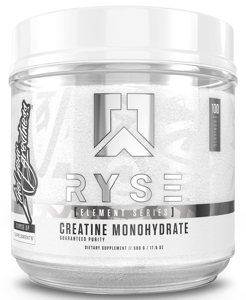 RYSE Creatine Monohydrate Powder - Unflavored - Supports Men & Women Lean Muscle Growth, Strength, Power, and Endurance - Helps Reduce Fatigue and Improve Workout Recovery - 100 Servings.