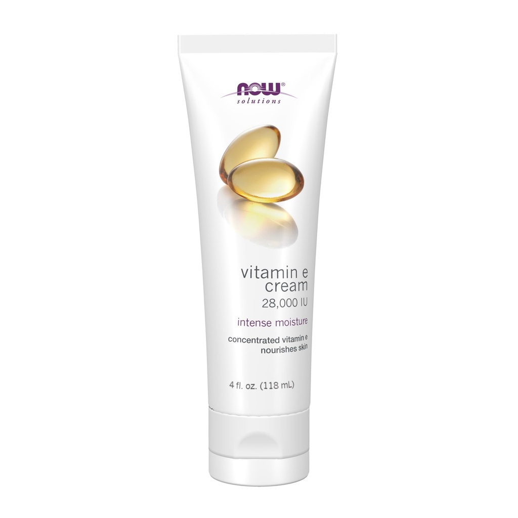 Now Foods Solutions, Vitamin E Cream 28,000 IE, Intense Fugt, Koncentreret Vitamin E, 4 - Ounce