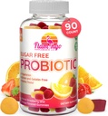 Probiotiske gummier Sukker Free- 3 Millioner CFU Reducere Gas, Bloating - Probiotika til kvinder, Børn og Herre Probiotika - Bacillus Coagulans- Natural, Vegan, Vegetar, Kosher, Halal -90 Gummy Probiotika