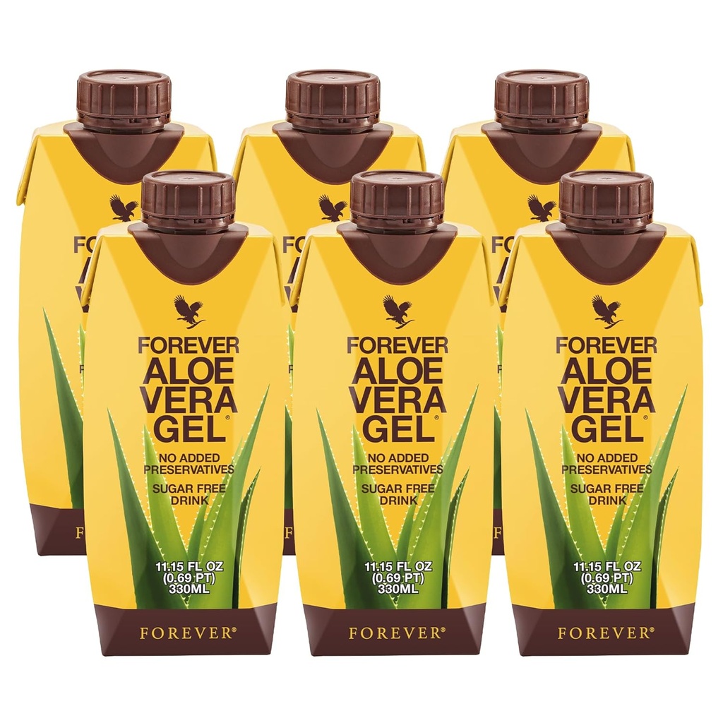 Forever Living - Aloe Vera Gel - 99,7% Pure Inner Leaf Aloe Vera Juice - Preservative- Free - 11.15 fl oz (pakning med 6)