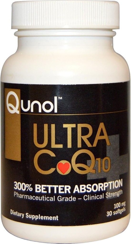 Qunol Ultra CoQ10 100mg Softel- 3x Bedre Absorption, Antioxidant til Heart Health & Energy Production, Coenzym Q10 Vitamin og Kosttilskud, 1 måned Tilgang, 30 Tælling