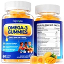 Omega-3 1000MG Gummies for Teen: Vegan Alternative to Fish Oil Omega 3 Supplements with Algae Omega 3 EPA DHA Vitamin D3 C Magnesium Elderberry - Teen Vitamins Omega3 Supplement(120Count)
