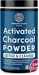 Charcoal House Detox og rense USP Medical Grade Coconut Shell Aktiveret Charcoal Powder - med høj adsorptiv & hurtig fungerende kapacitet - pulveriseret, Spiselig & Nutritional - 24 oz