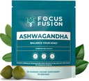 Focus Fusion Ashwagandha Gummies with Vitamin D2 & Zinc – Extra Strength Stress Relief, Mood & Focus Support – Calm Energy & Immune Boost – Vegan, Non-GMO, Fruity Mix Berry Flavors (60 Count)