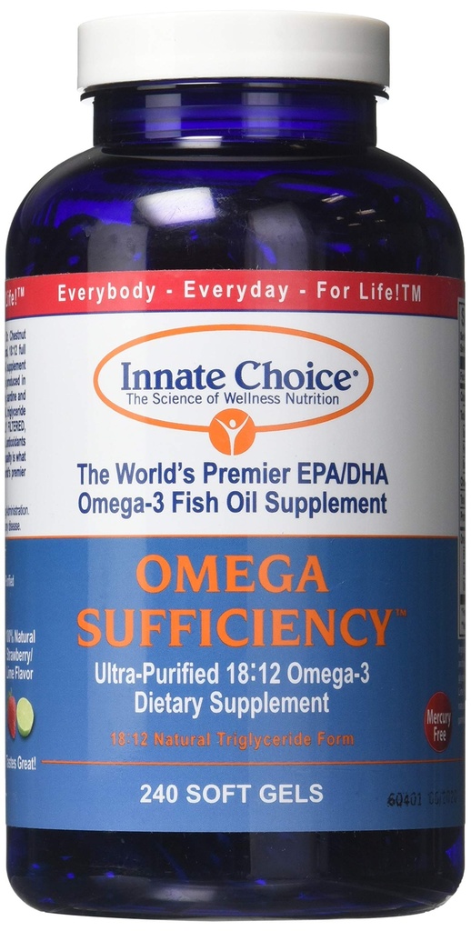 Fish Oil Kapsler, Omega Sufficiency by Innate Choice, Strawberry Lime 240 Kapsler