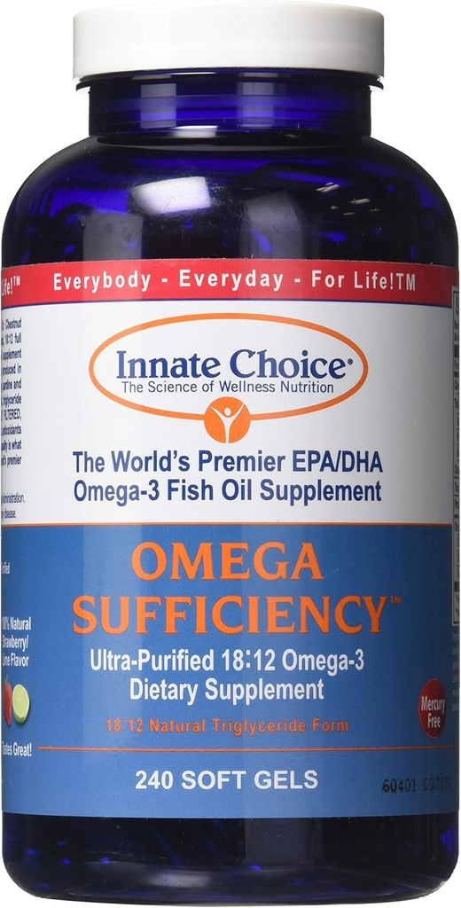 Fish Oil Kapsler, Omega Sufficiency by Innate Choice, Strawberry Lime 240 Kapsler