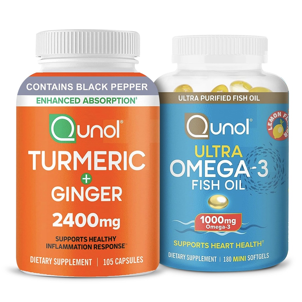 Turmeric & Omega-3: Turmeric Curcumin, 2400mg, 105 Capsules & Fish Oil Omega 3, 1000mg, 180 Mini Softgels