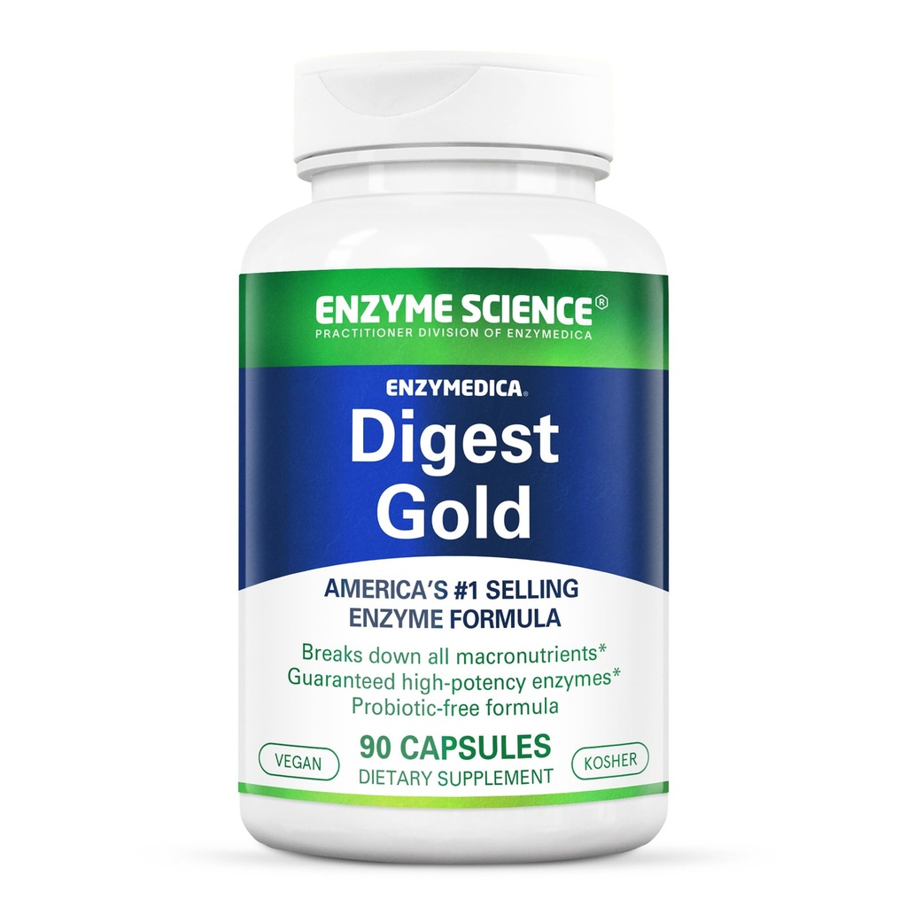 Enzyme Science Digest Gold, 90 Capsules - Maximum Strength Vegan Enzyme Supplement for Better Digestion with Amylase, Lipase and Protease
