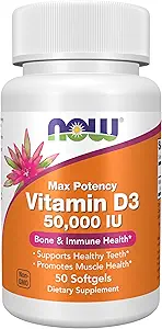 Now Foods Supplements, D3- vitamin 50. 000 IE Softgel, 50 softgel