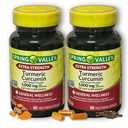 Turmeric and Ginger Supplement, Spring Valley 1,000mg 60ct. (2) Set with Fusion Shop Store Week Case (1)