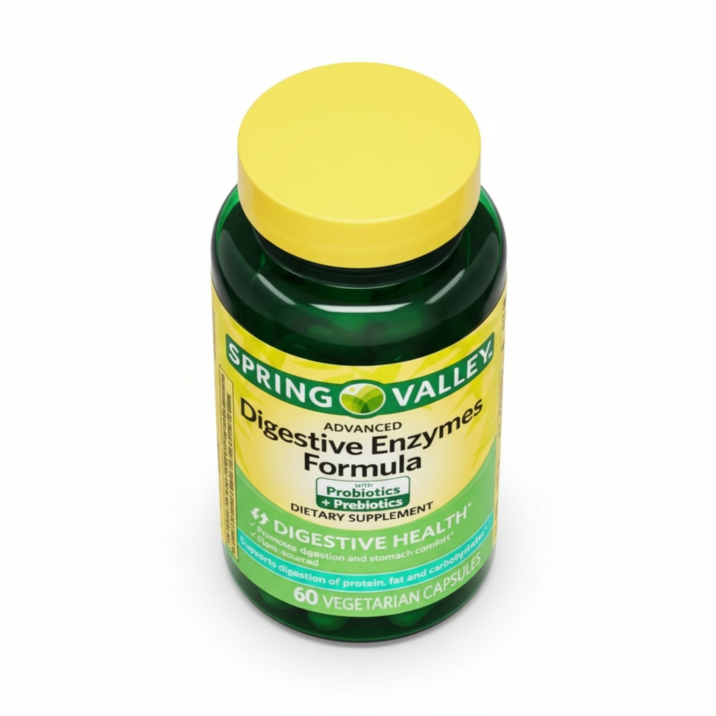 Digestive Enzymes – 60 Vegetarian Capsules, Enzimas Digestivas with Probiotics and Prebiotics, Enzymes for Digestion, Daily Digestive Health Supplement (Pack of 1)