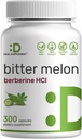 Bitter Melon med Berberine Supplement 15,000mg Per Serving, 300 Kapsler Budding124; 15: 1 Wild Bitter Melon Fruit Extract & Berberine HCL Budding124; Tredjeparts Testede Budding124; Plant Based, Non- GMO