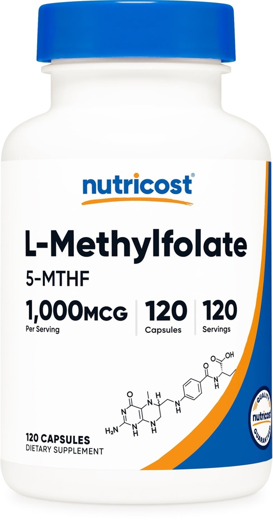 Nutricost Methylfolat 1000mcg, 120 Vegetariske kapsler - Gluten Free, Non- GMO