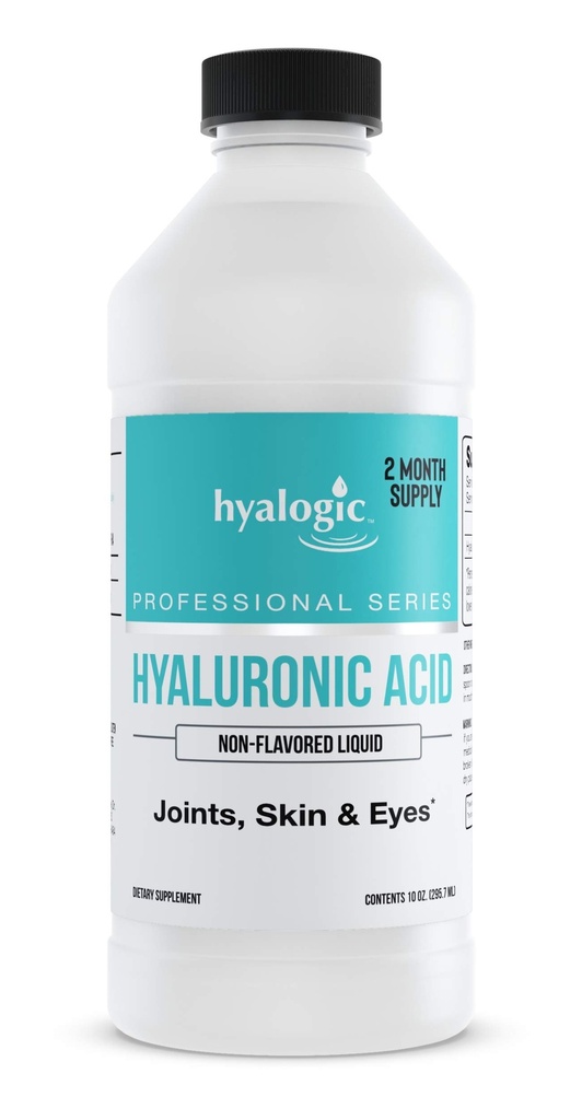 Hyalogisk Professionals Series - Hyaluronsyre supplement til hele kroppen Hydration - 100 mg Ingestible HA flydende supplement; Odorless, Tastløs & Konserveringsfri for hud & øjne - 10 oz