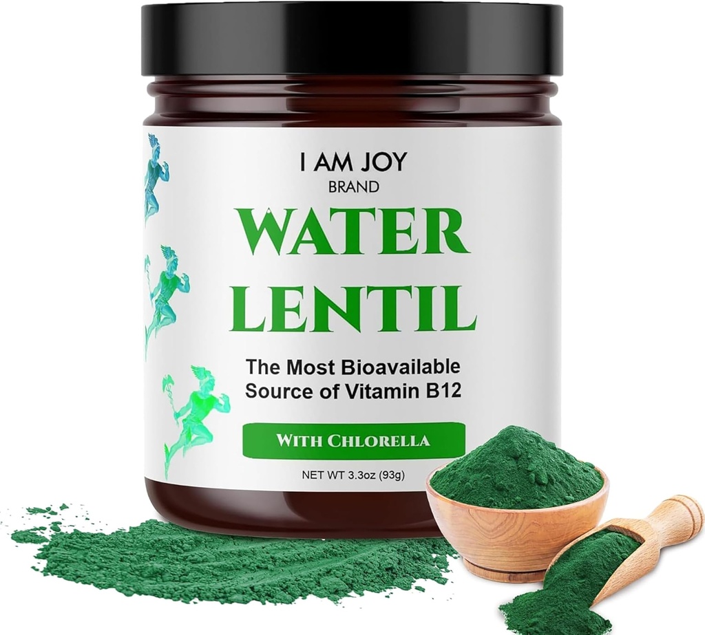 I Am Joy co. Water Lentil Protein Powder with Chlorella, Plant Based Vegan Duckweed, Rich in Natural B12 Vitamin, Non GMO, Gluten Free, Sugar Free, Sustainably Grown, 3.3 oz ( 93g) Jar