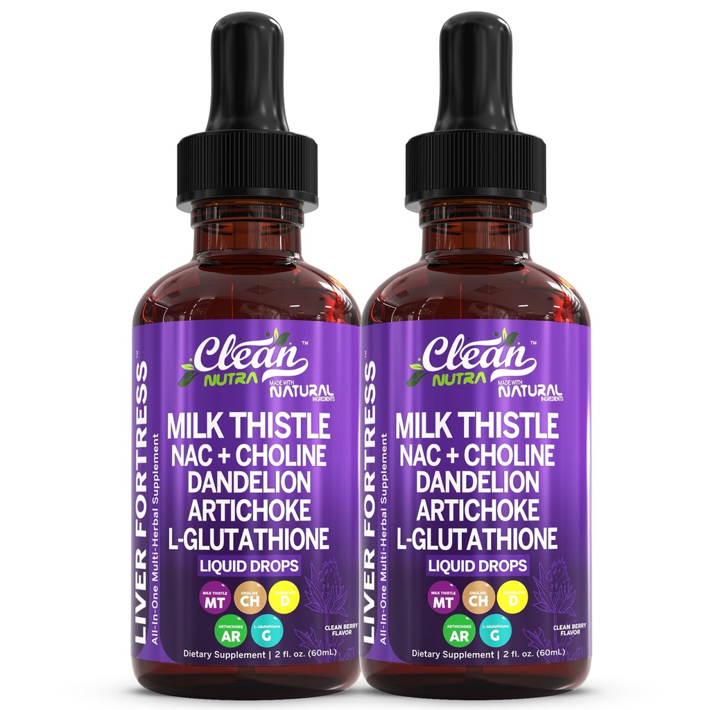 Milk Thistle NAC Liver Cleanse Detox & Repair Supplement Liver Support Liquid Drops with Dandelion Extract, Artichoke, Chanca Piedra, Beet Root, Choline, L-Glutathione, Ginger, Burdock, Schisandra (2)