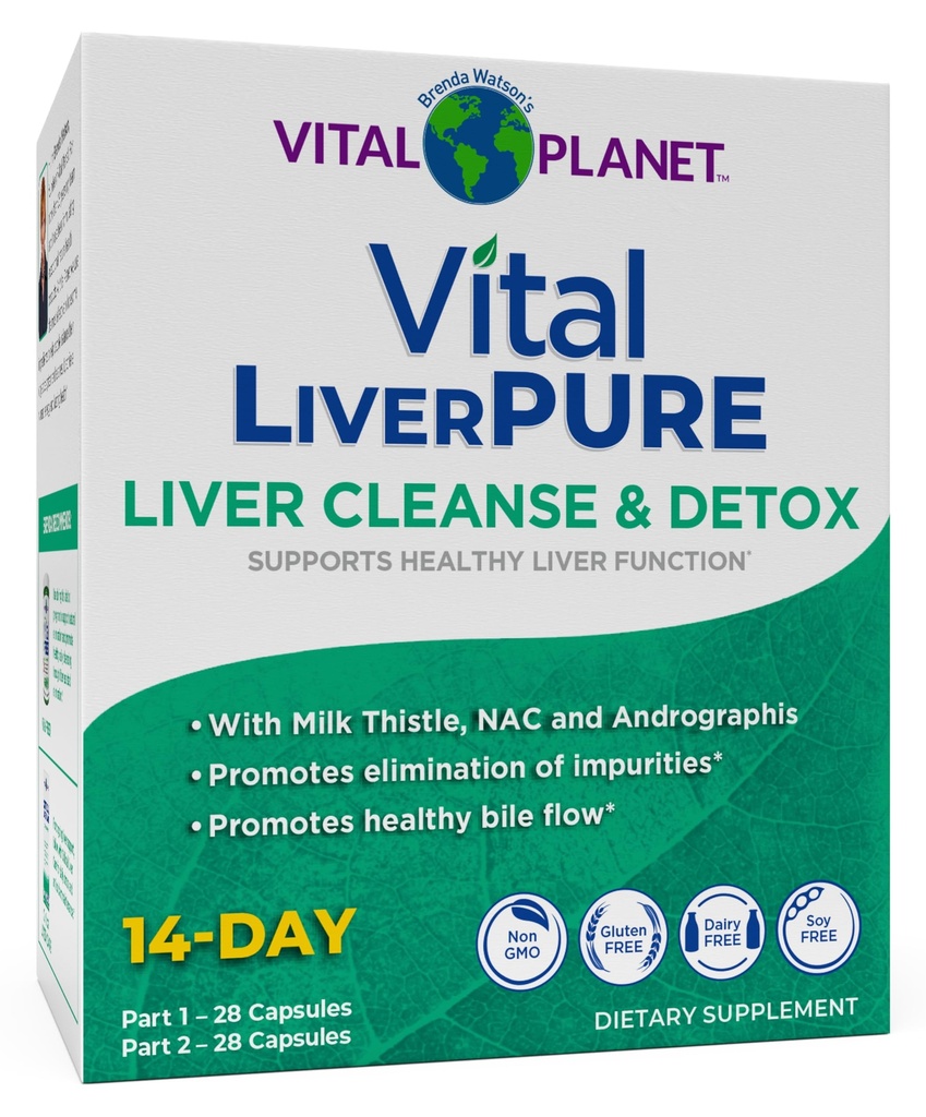 Vital Planet – Vital Liver Pure Liver Cleanse Detox & Repair with Milk Thistle, NAC Supplement N-Acetyl Cysteine, Andrographis, Dandelion, Turmeric, Alpha Lipoic Acid, 2-Part 14-Day Kit, 56 Capsules