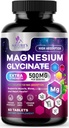 Magnesium Glycinat 500mg - Chelated for Ultra Absorption - Understøtter ben, muskel, nerver og hjerte sundhed, Nature 's Sleep Support, Bedste Magnesium supplement piller til hele kroppen støtte - 60 tabletter