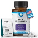 DHEA & Ashwagandha Supplement 385mg Formula with 250mg Ashwagandha & 10mg Micronized DHEA Supports Relaxation, & Natural Energy Helps Maintain Relaxed Response Vitamin C & B6 60 Capsules