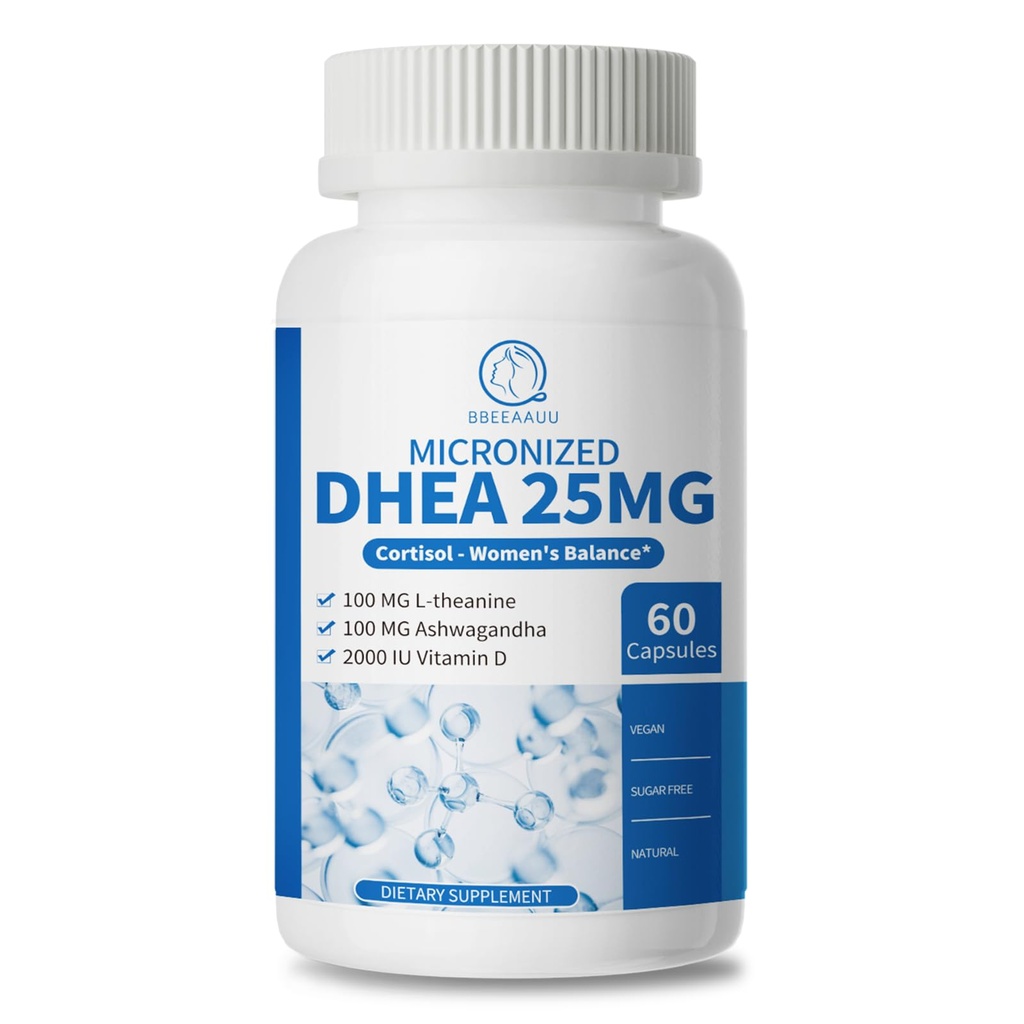 2 Pack DHEA Supplement for Women 40+ and Men, Supports Hormones*Balance, DHEA 25mg (Capsule-in-Capsule), with L-Theanine, Ashwagandha, Vegan, Non-GMO, Gluten-Free, Soy-Free, 60 Capsules