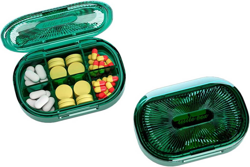 Lille Pill Box, Fugt Bevis Pill Case, Rejse Pill Organizer til Pocket Purse, Daglig Portable Medicin Vitamin, Fiskeolie, tillæg (grøn)