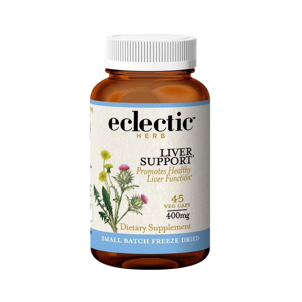 Eclectic Herb - Concentrated Liver Support Capsules | Milk Thistle & Dandelion | Liver Support, Detox, Cleanse + Maintain | Vegan, Non-GMO, Gluten Free (45 CT | 400 mg)