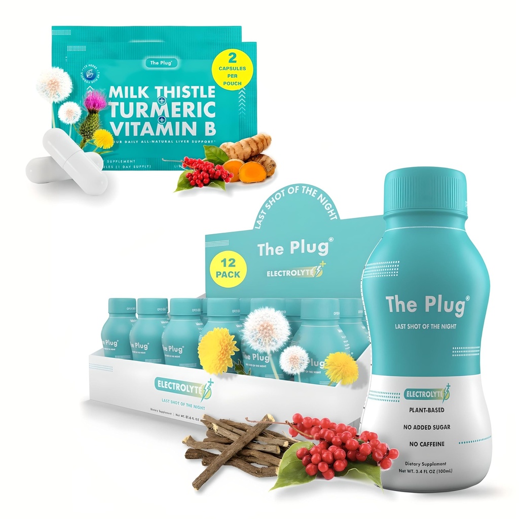 The Plug Liver Cleanse Detox & Repair Bundle - Supplement Pills & Recovery Drink (12 Pack)