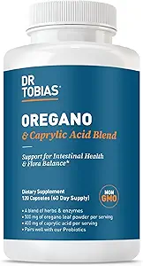 Dr. Tobias Oregano og Captain Acid Blend, Gut Flora Balance Complex med probiotika & enzymer til intestinal og immunforsvar, Gut sundhed Kosttilskud til kvinder & mænd, 120 Kapsler, 60 Servere