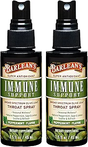 Barlean 's 2 Pack Olive Leaf Complex Throat Spray med pebermynte, Lemon, og Salvie til Itchy Throat Relief, immunstøtte supplement, flydende blended ekstrakt, 1,5 oz