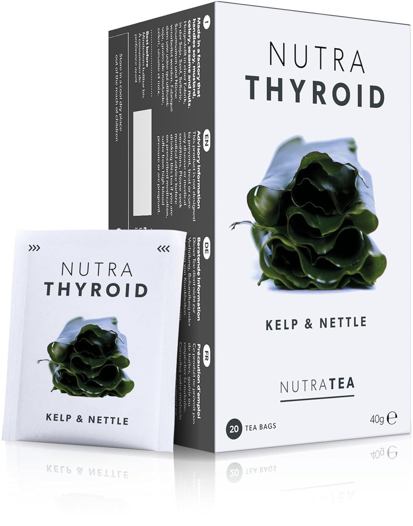 NETRATHYROID - Thyroid Health Tea Note 124; Metabolisme Tea - Levering Thyroid Support - Inkluderer Kelp, Bladerwrack & Ashwagandha - 60 indgroede teposer - af Nutra Tea - Urtete - (3 Pack)