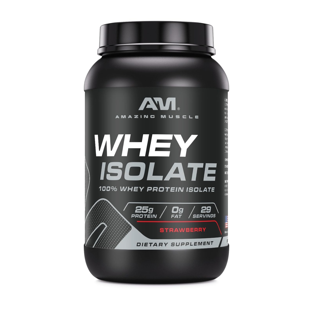 Amazing Muscle Whey Protein Isolate Powder # 124; 25 Bedste Protein Per Serving # 124; 100% Whey Isolate # 124; Zero Fat # 124; Lavet i USA (2 Lb, Jordbær)