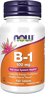 Now Foods Vitamin B-1 (Thiamin) 100mg, 100 tabletter (pakke med 2)