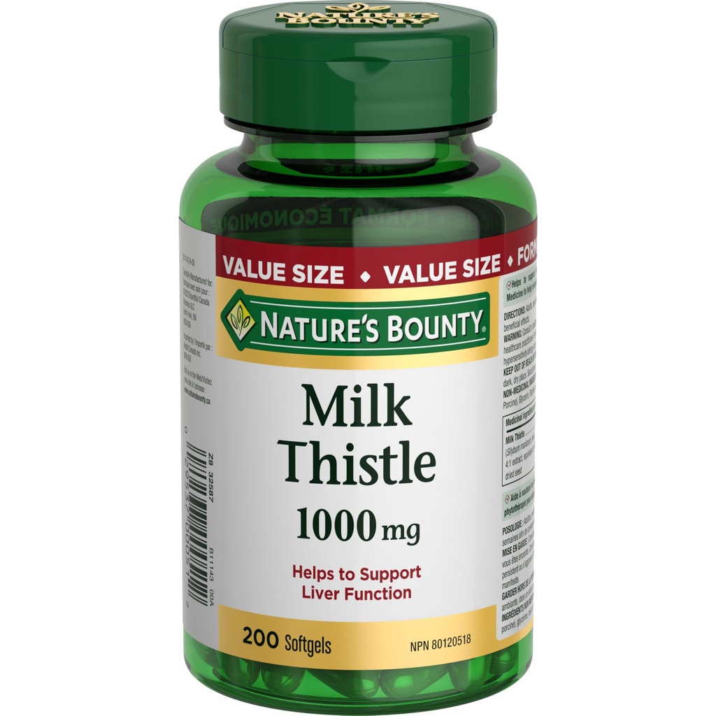 Naturens Bounty Milk Thistle Værdi Størrelse, 200 Softgels