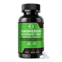 Magnesium Glycinat kapsler, Magnesium Glycinat tillæg med zink, vitamin D3 & B6 - fremmer nerve, tarm, afslapning funktion - 60 Veganske kapsler