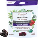 Quantum Health TheraZink Organic Zink Lozenges Elderberry & Honey - immunforsvar for voksne & børn 12 + Naturlig Flavored Raspberry Fast Relief med ingen eftersmag - 18 Greve