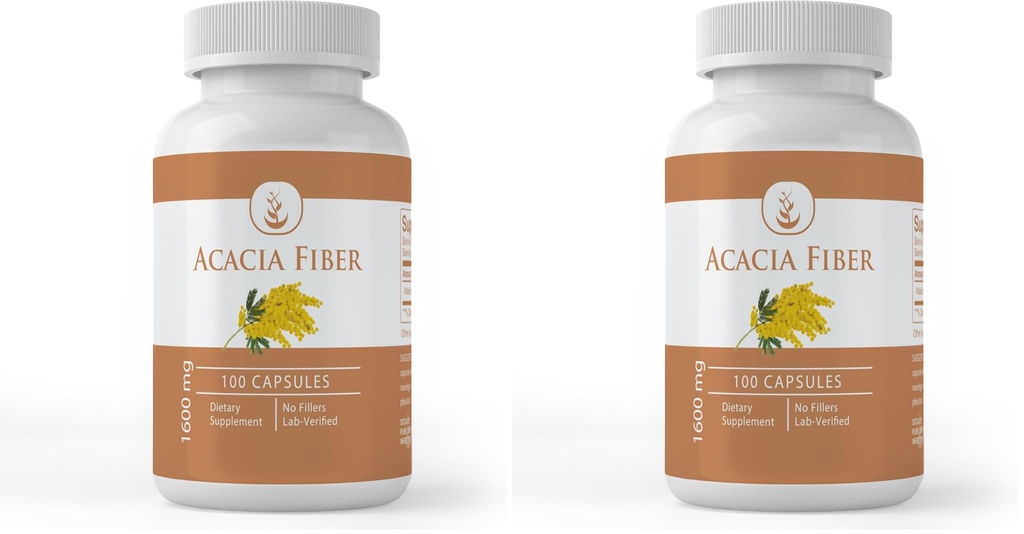 PURE ORIGINAL INGREDIENTS Acacia Fiber, (100 Capsules) Pure, No Additives Or Fillers, Lab Verified (Pack of 2)