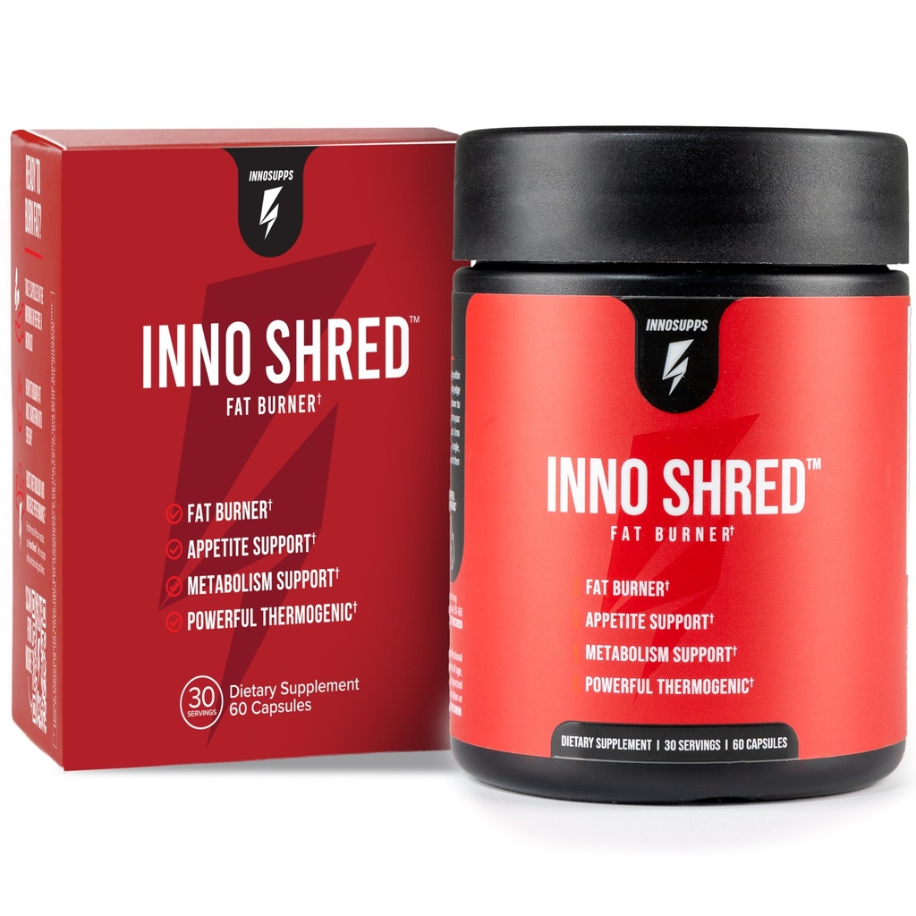 Inno Shred Fat Burner til mænd og kvinder med 100 mg Capsimax, Korn af Paradise, Organic Coffein, Green Tea Extract, Appetite Suppressant, Vægttab (60 Veggie Capsules) Name 124; (med Stimulant)