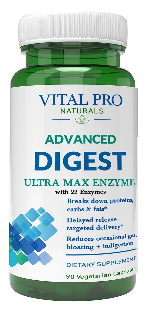 Vital Pro Naturals - Avanceret Digest Natural fordøjelsesfremmende Enzyme støtter Opdelingen af protein, fedt og kulhydrater og reducerer lejlighedsvis Gas, Bloating og fordøjelsesbesvær 90 Kapsler